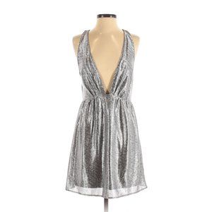 New EXPRESS Metallic Plunging Mini Dress sz S NWT